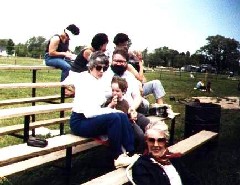 Ruth Dorrough; Ben Dorrough; Dan Dorrough; Alice Bennett; watching little league game